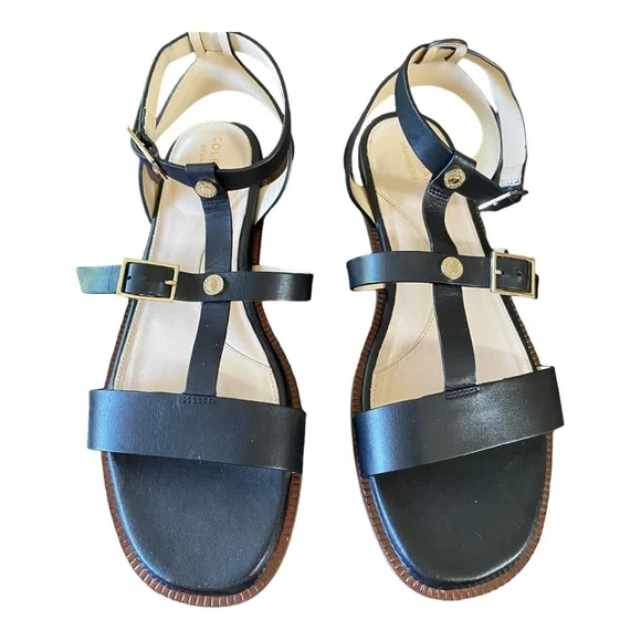 COLE HAAN GRAND SERIES BLACK LEATHER WREN GLADIATOR STYLE SANDALS•S/8.5 - Picture 9 of 13
